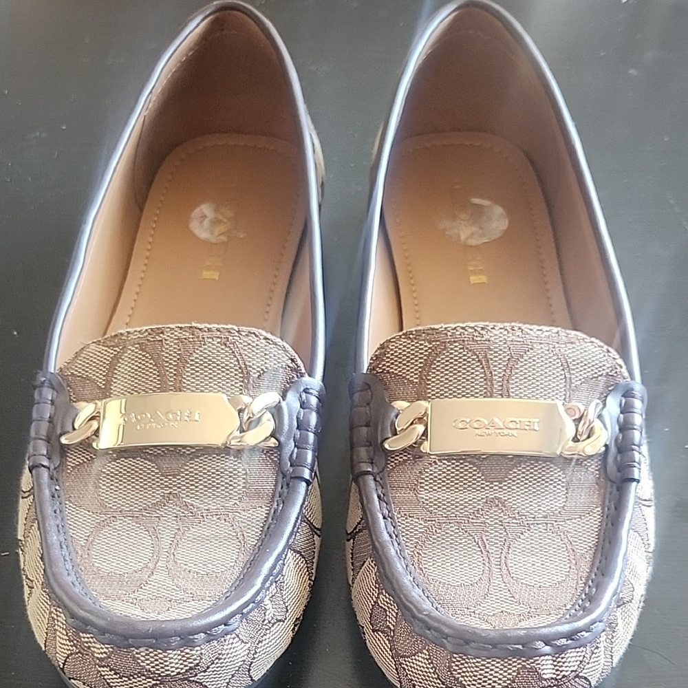 Coach Women's Patterned Loafers with Gold Accents
